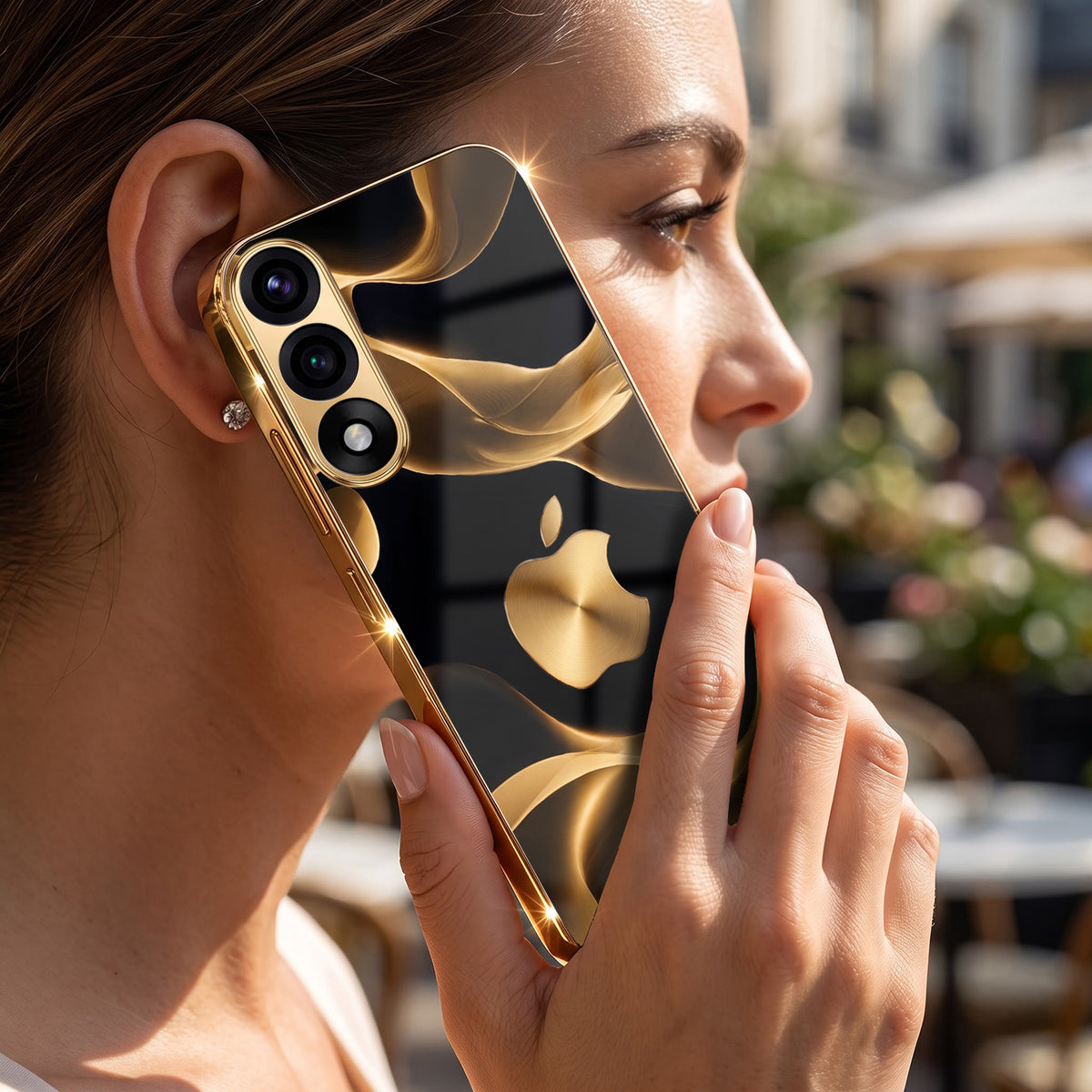 OnePlus Nord 5 5G Luxury Wave Gold Electroplated Glass Phone Back Case