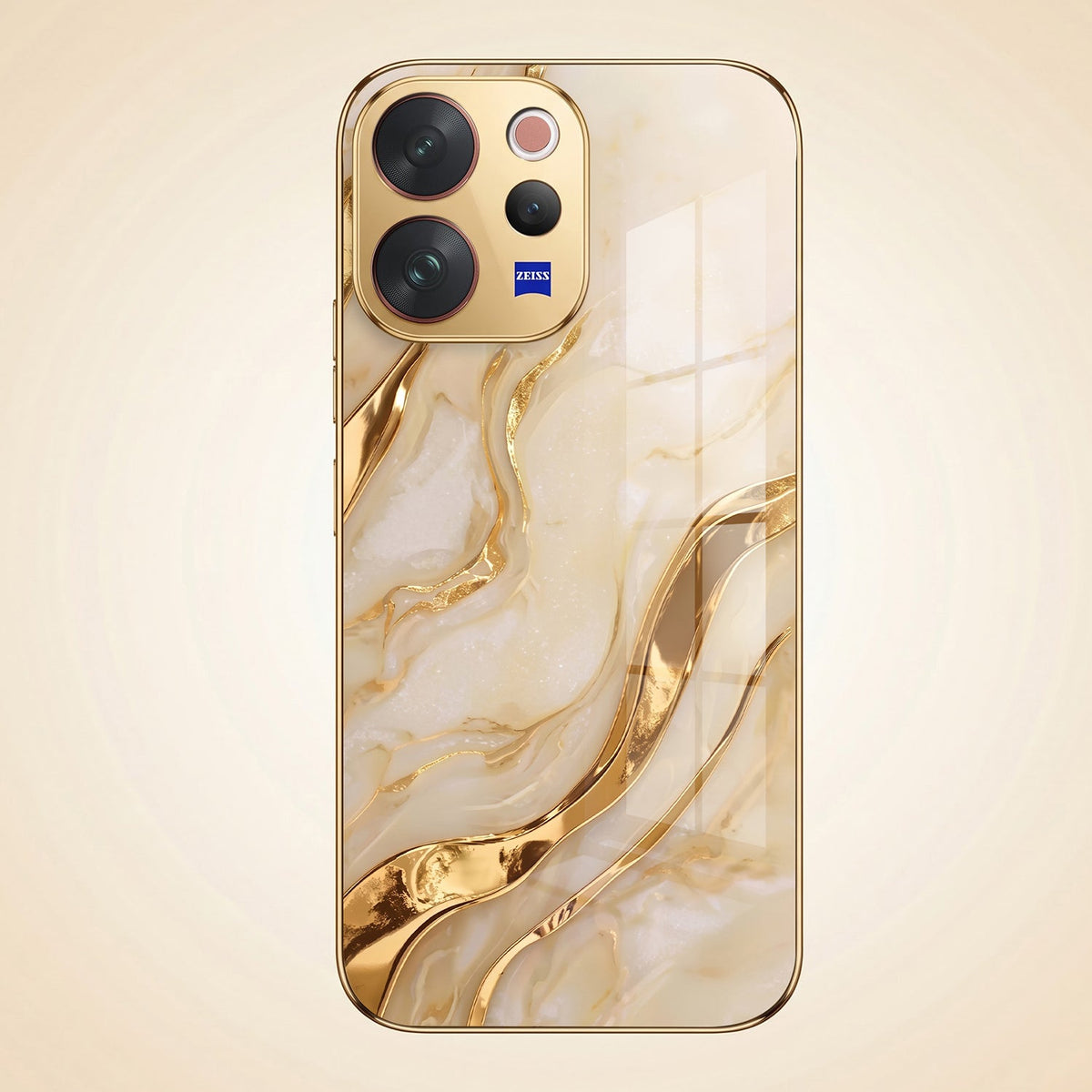 Vivo V70 5G Marvel Texture Gold Electroplated Glass Phone Back Case