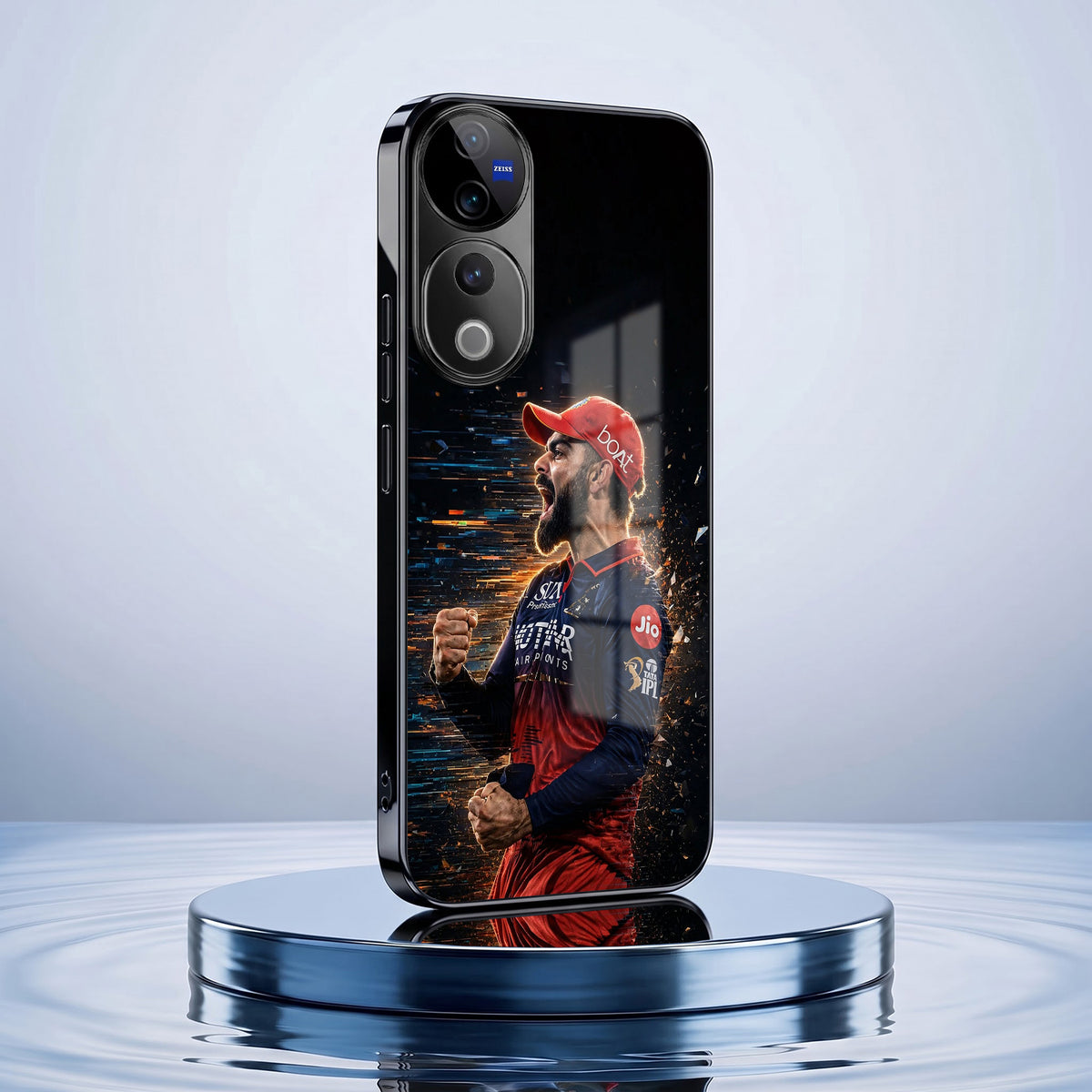 Vivo V40 Pro 5G Divine Trishul Black Electroplated Glass Phone Back Case