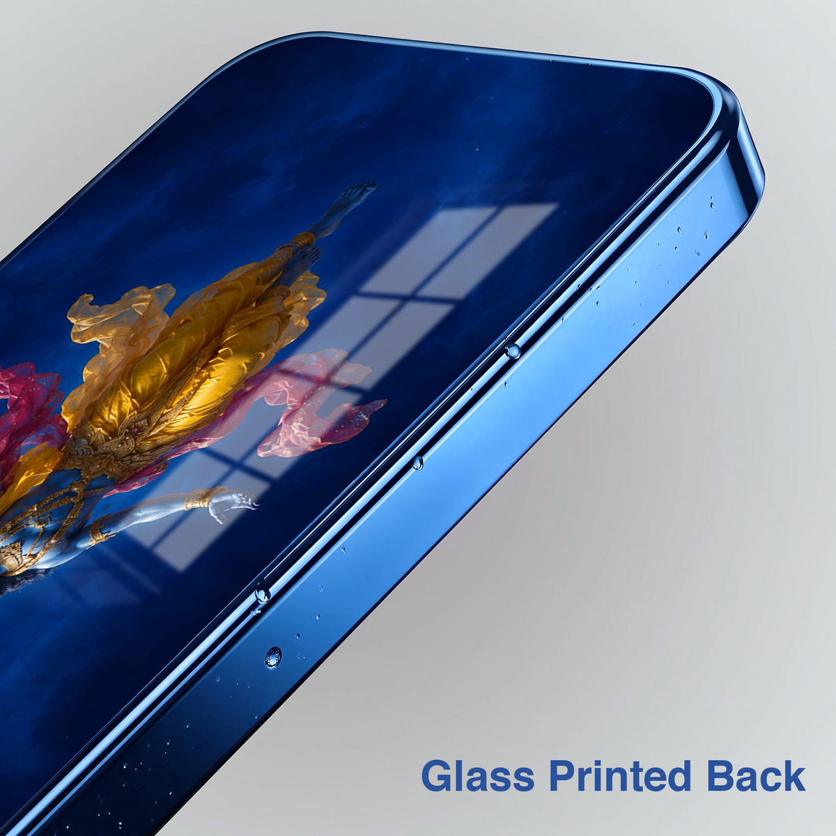 Vivo V60 5G Lord Krishna Blue Electroplated Glass Phone Back Case