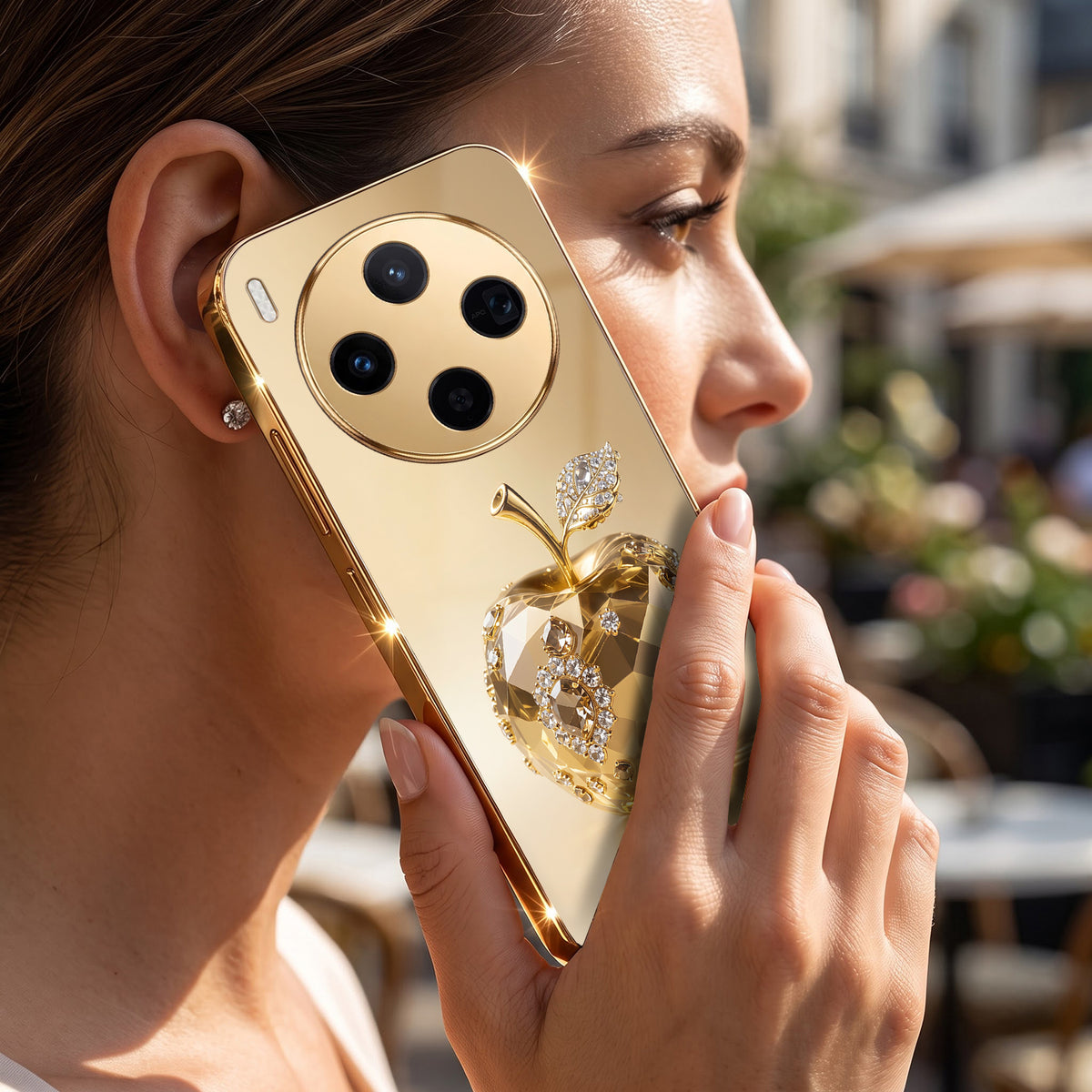 Vivo X300 5G Golden Apple Gold Electroplated Glass Phone Back Case