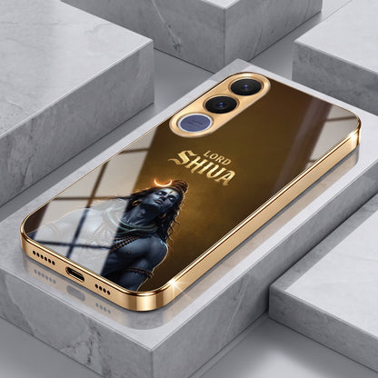 Vivo V70 Fe Lord Shiva Gold Electroplated Glass Phone Back Case