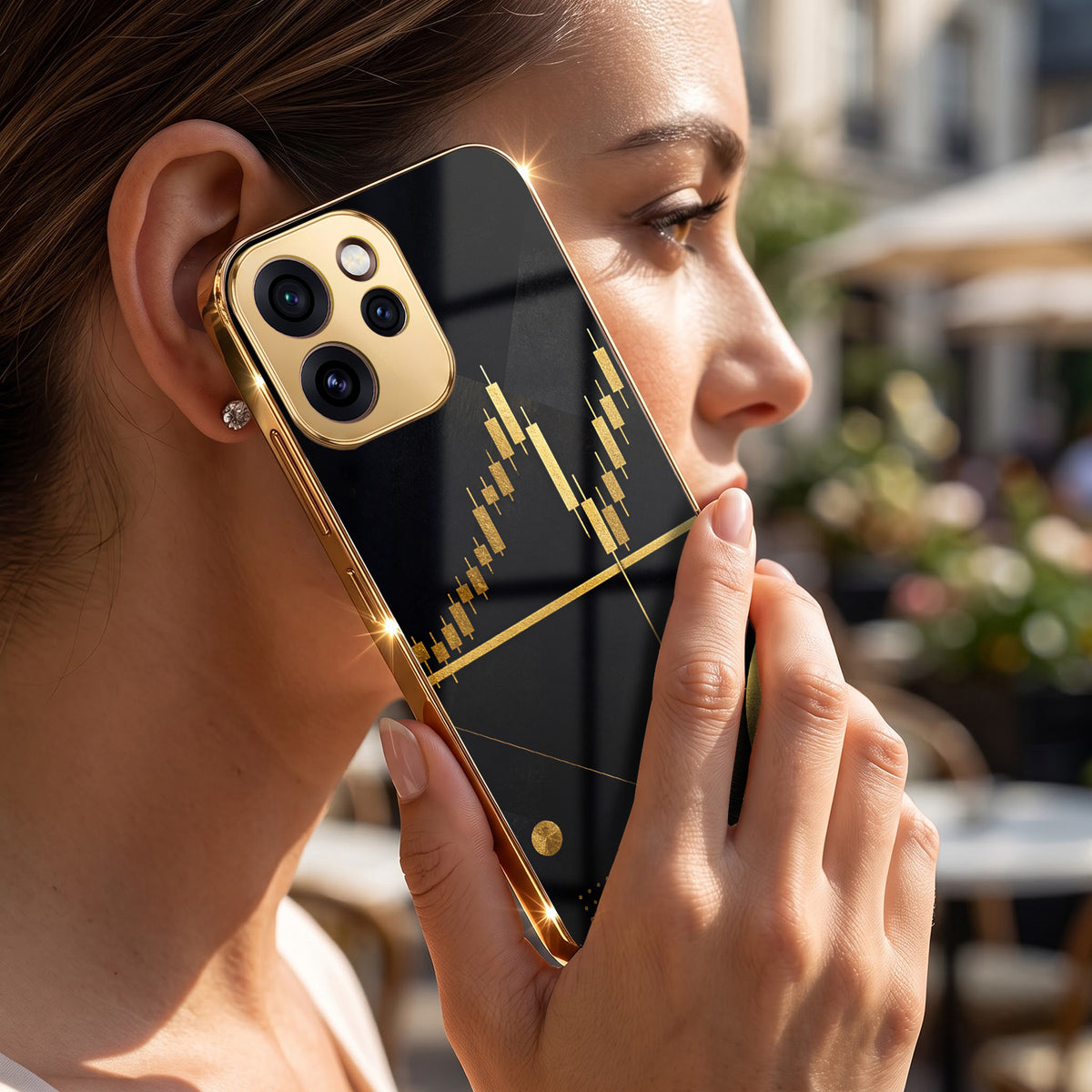 Oppo Reno 15 Pro Mini 5G Trading Candles Gold Electroplated Glass Phone Back Case