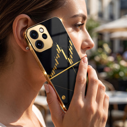 Oppo Reno 15 Pro Mini 5G Trading Candles Gold Electroplated Glass Phone Back Case
