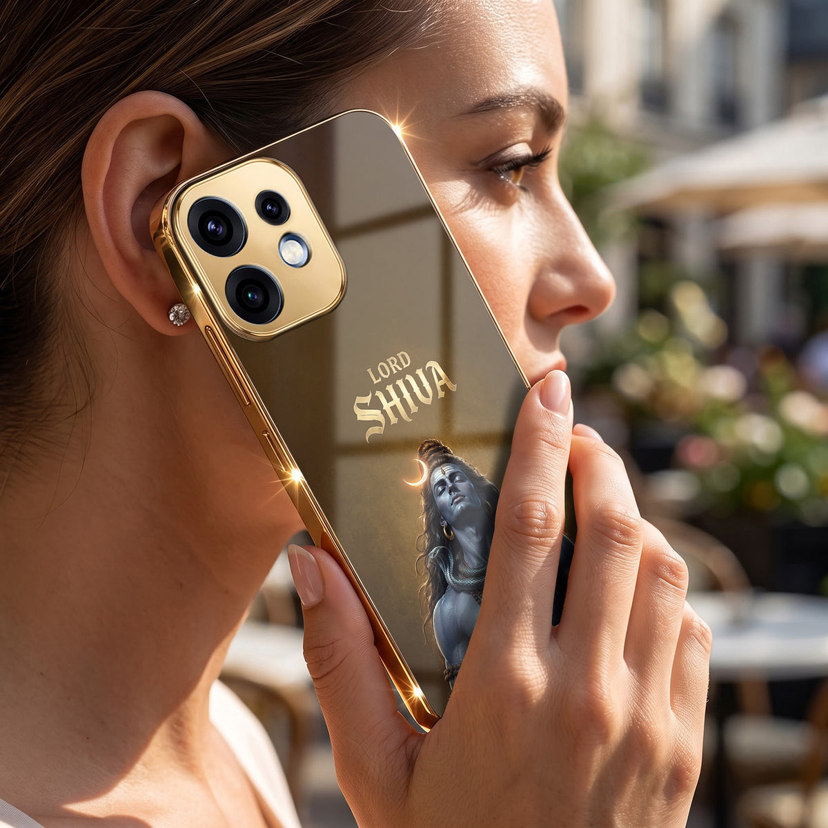 Oppo Reno 16 5G Lord Shiva Gold Electroplated Glass Phone Back Case