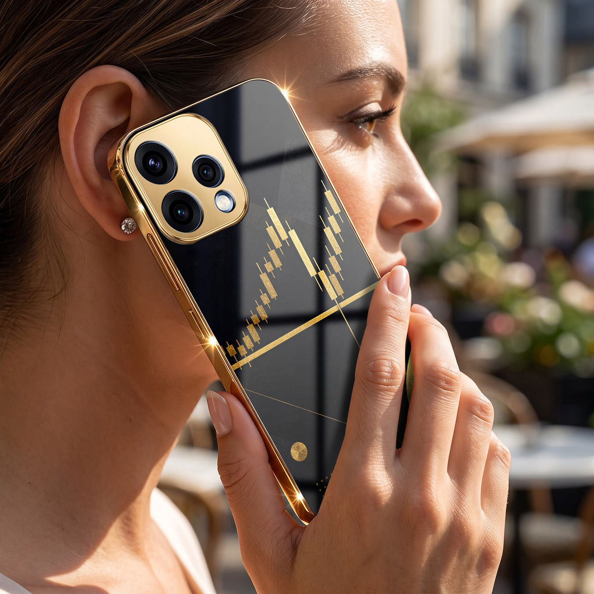 Oppo Reno 15 5G Trading Candles Gold Electroplated Glass Phone Back Case