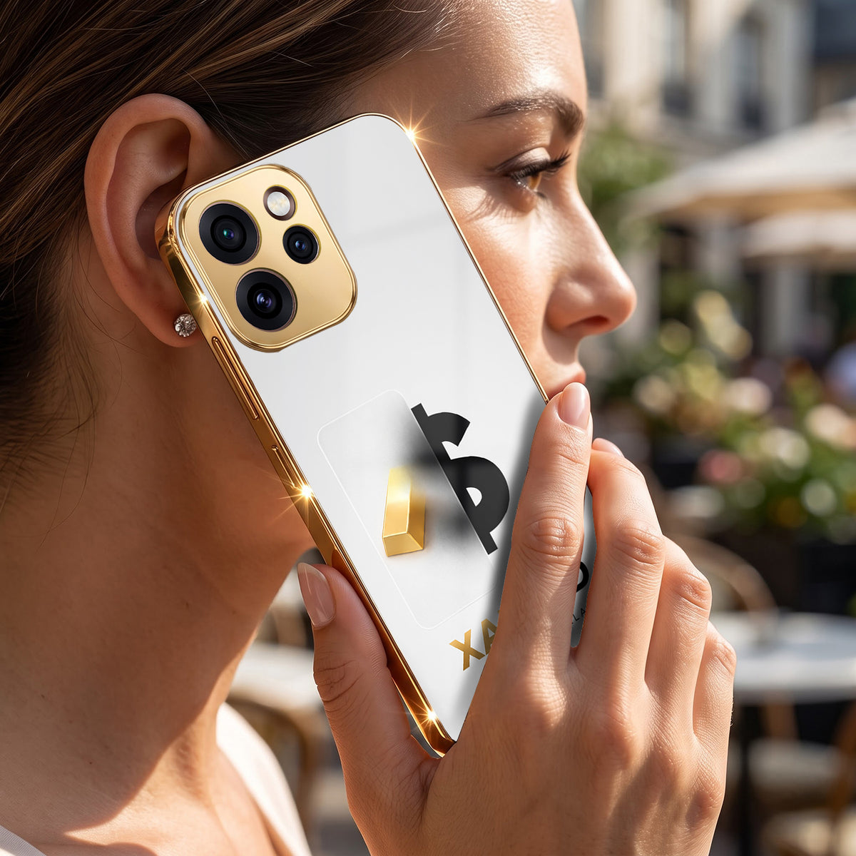 Oppo Reno 15 Pro Mini 5G Luxury XAU/USD Gold Electroplated Glass Phone Back Case