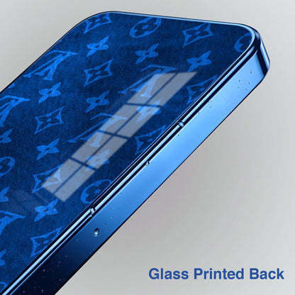 Vivo V60 5G Luxury Monogram Blue Electroplated Glass Phone Back Case