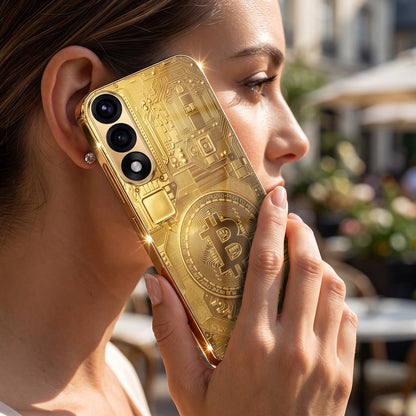 Oneplus Nord 5 5G Bitcoin Gold Electroplated Glass Phone Back Case