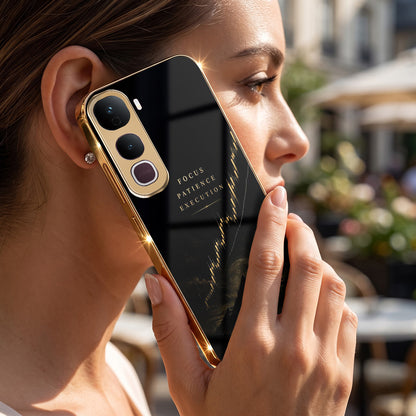 Vivo Y400 Pro 5G Focus Gold Electroplated Glass Phone Back Case