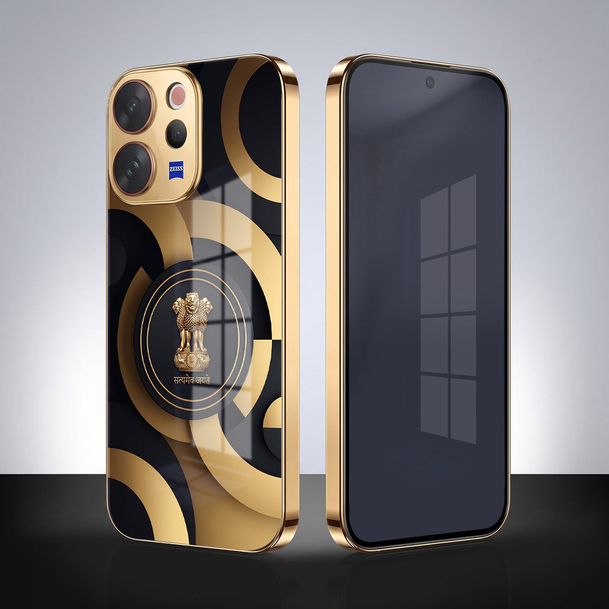 Vivo V70 5G Royal Emblem Gold Electroplated Glass Phone Back Case