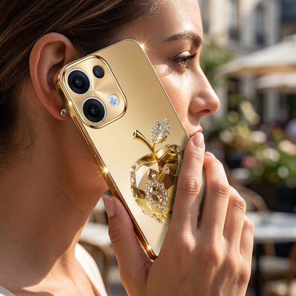 Oppo Reno 13 5G Golden Apple Gold Electroplated Glass Phone Back Case