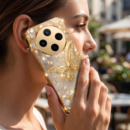 Vivo X300 5G Golden Butterfly Gold Electroplated Glass Phone Back Case