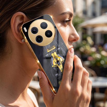 Vivo X300 Pro 5G F1 Racing Car Gold Electroplated Glass Phone Back Case