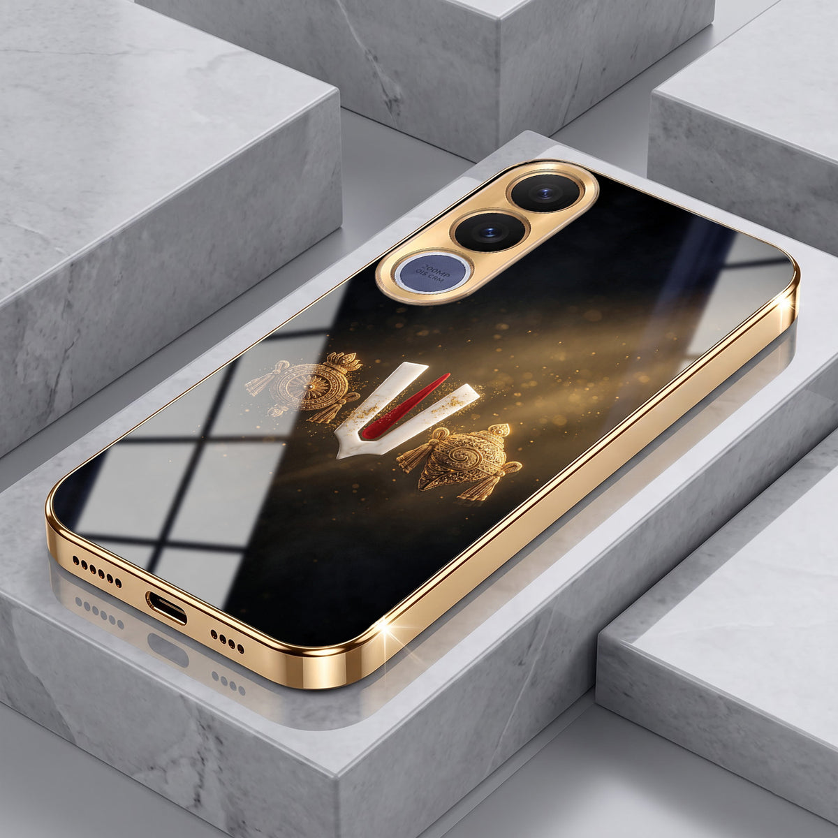 Vivo V70 Fe Royal Heritage Edition Gold Electroplated Glass Phone Back Case
