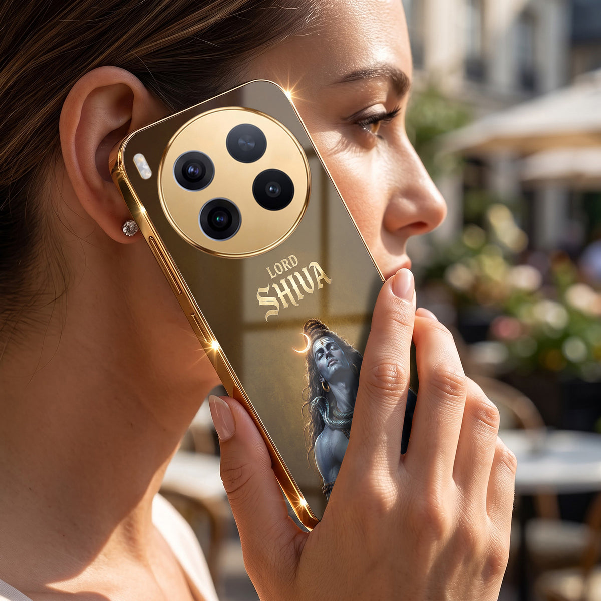 Vivo X300 Pro 5G Lord Shiva Gold Electroplated Glass Phone Back Case