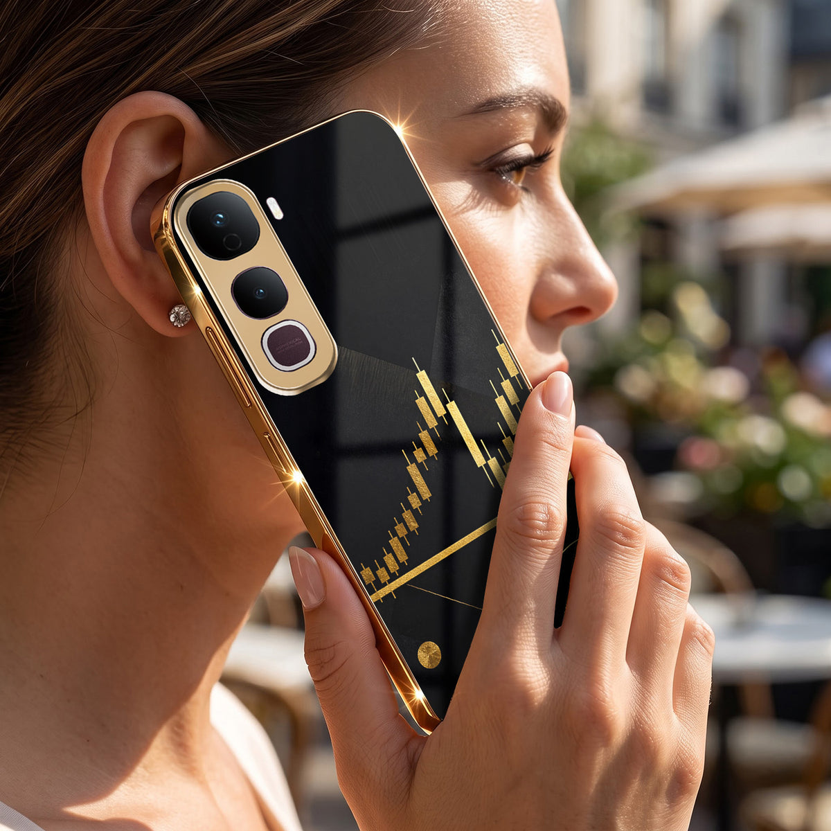 Vivo V70 FE 5G Trading Candles Gold Electroplated Glass Phone Back Case