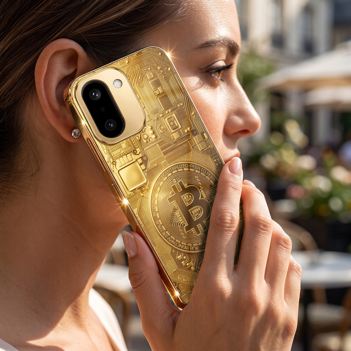 OnePlus 15R 5G Bitcoin Gold Electroplated Glass Phone Back Case