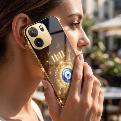 OnePlus Nord CE6 5G God’s Plan Evil Eye Gold Electroplated Glass Phone Back Case