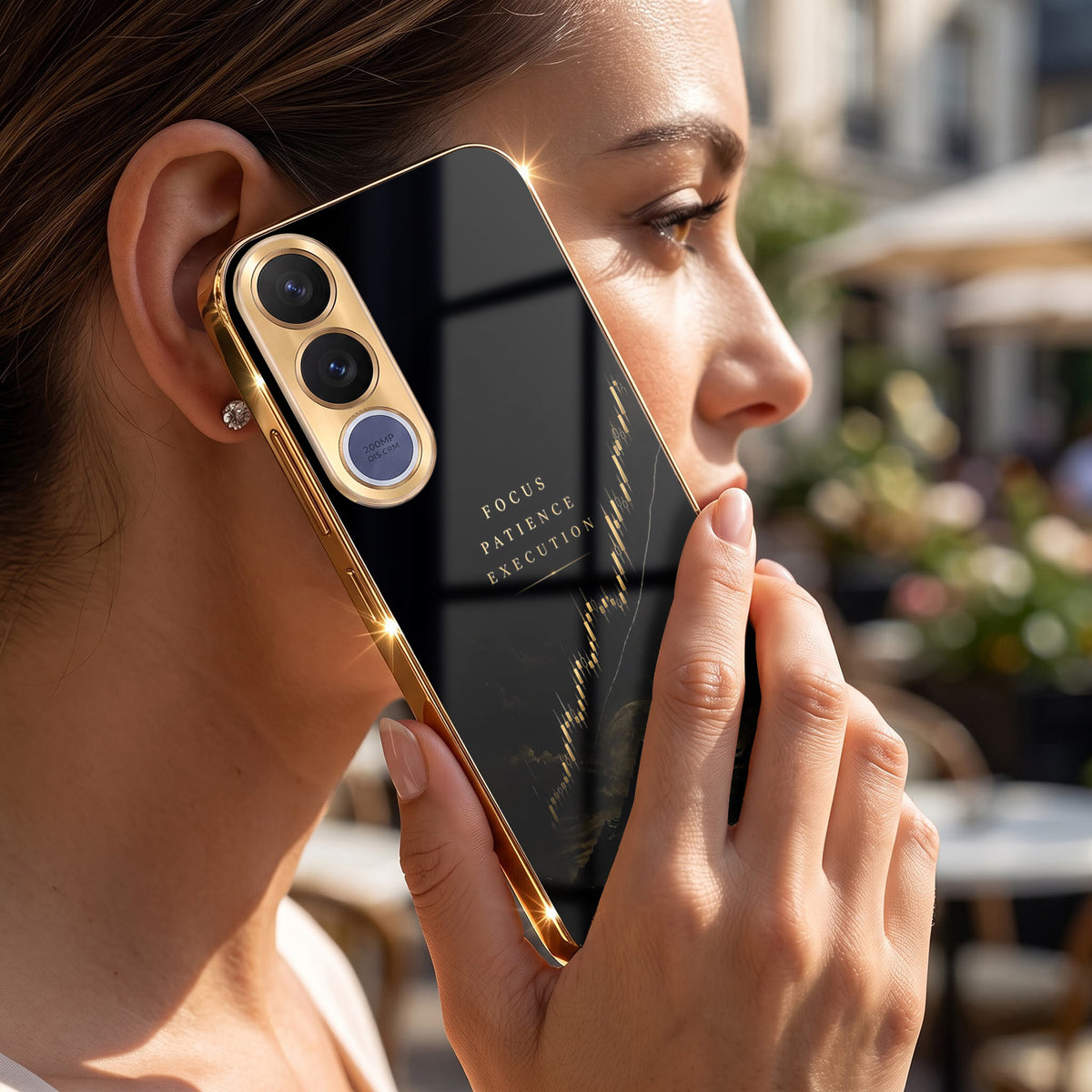 Vivo V70 FE 5G Focus Gold Electroplated Glass Phone Back Case