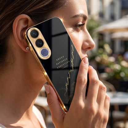 Vivo V70 FE 5G Focus Gold Electroplated Glass Phone Back Case