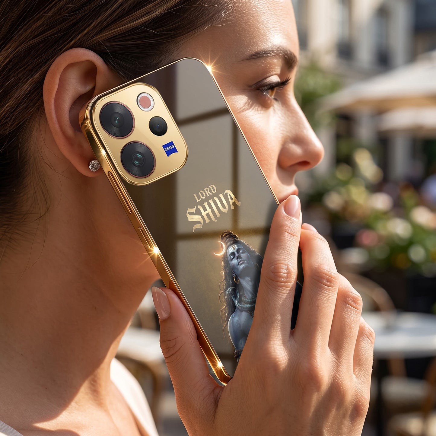 Vivo V70 5G Lord Shiva Gold Electroplated Glass Phone Back Case