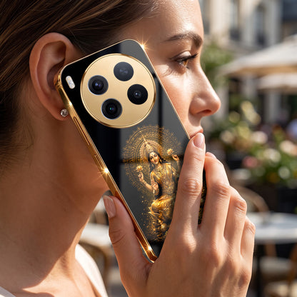 Vivo X300 Pro 5G  Golden Maa Lakshmi Gold Electroplated Glass Phone Back Case