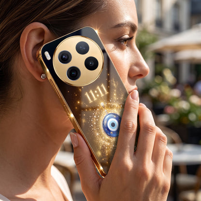 Vivo X300 Pro 5G God’s Plan Evil Eye Gold Electroplated Glass Phone Back Case