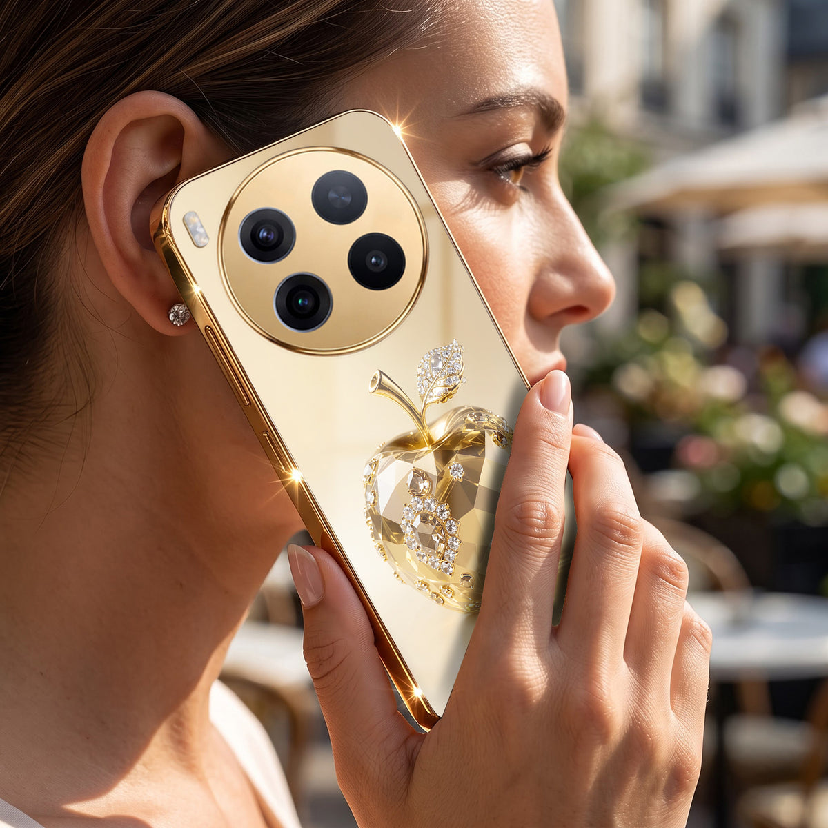 Vivo X300 Pro 5G Golden Apple Gold Electroplated Glass Phone Back Case