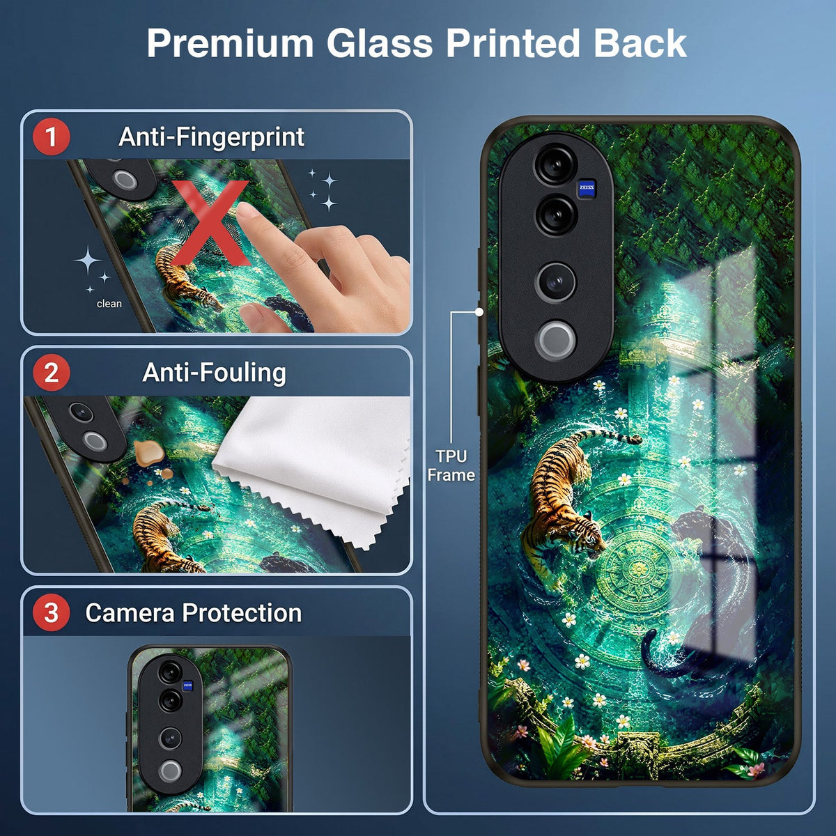 Vivo V40 Pro 5G Tiger & Panther Mystic Acrylic Glass Back Case