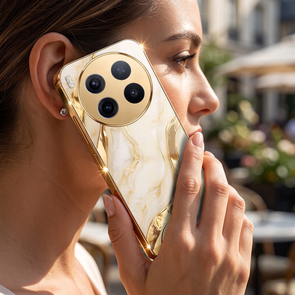 Vivo X300 Pro 5G Marvel Texture Gold Electroplated Glass Phone Back Case