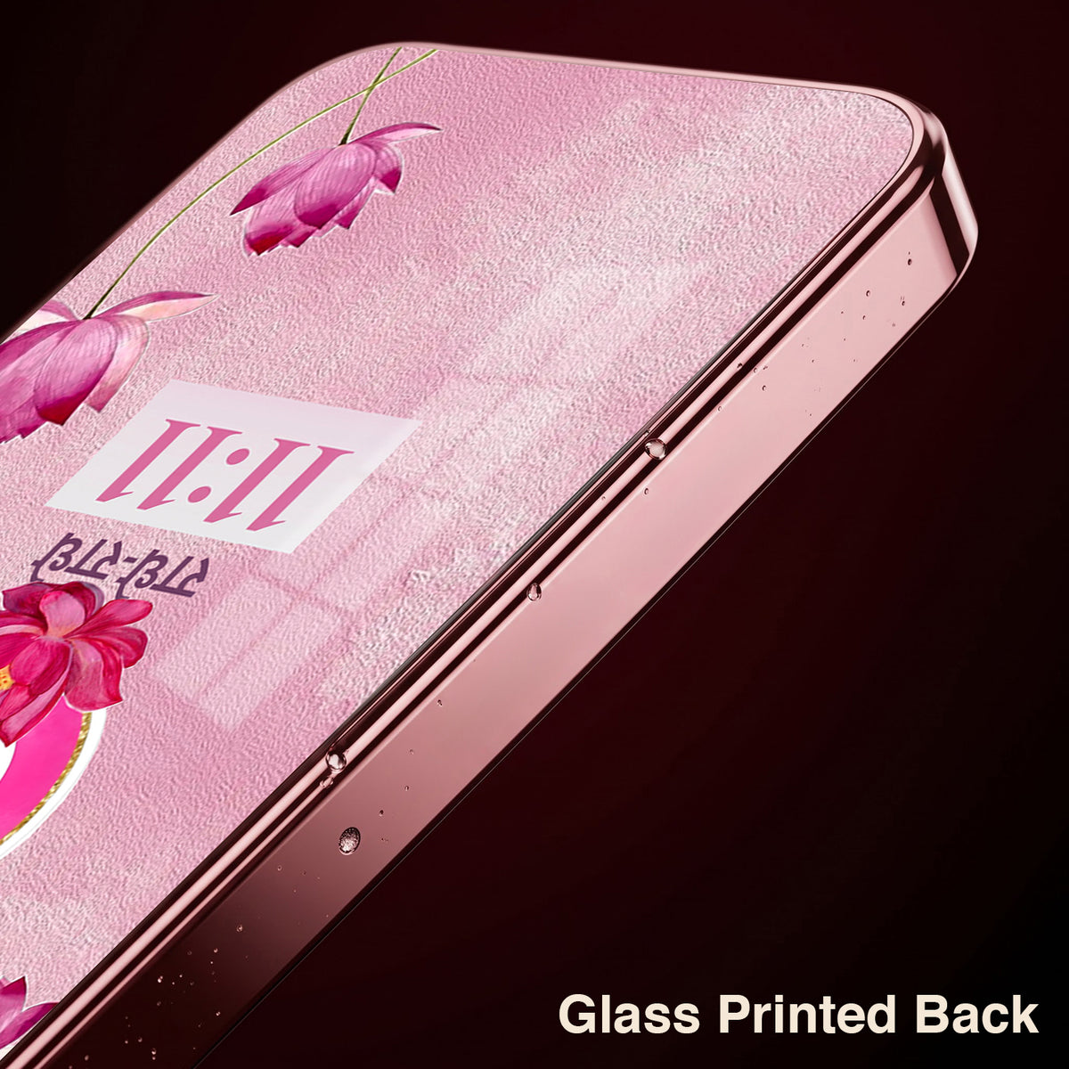 Oppo Reno 14 5G Luxury Radhe Radhe 11:11 Pink Electroplated Glass Phone Back Case
