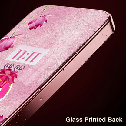 Oppo Reno 14 5G Luxury Radhe Radhe 11:11 Pink Electroplated Glass Phone Back Case