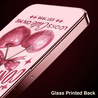 Oppo Reno 14 5G Luxury Cherry Bow Pink Electroplated Glass Phone Back Case