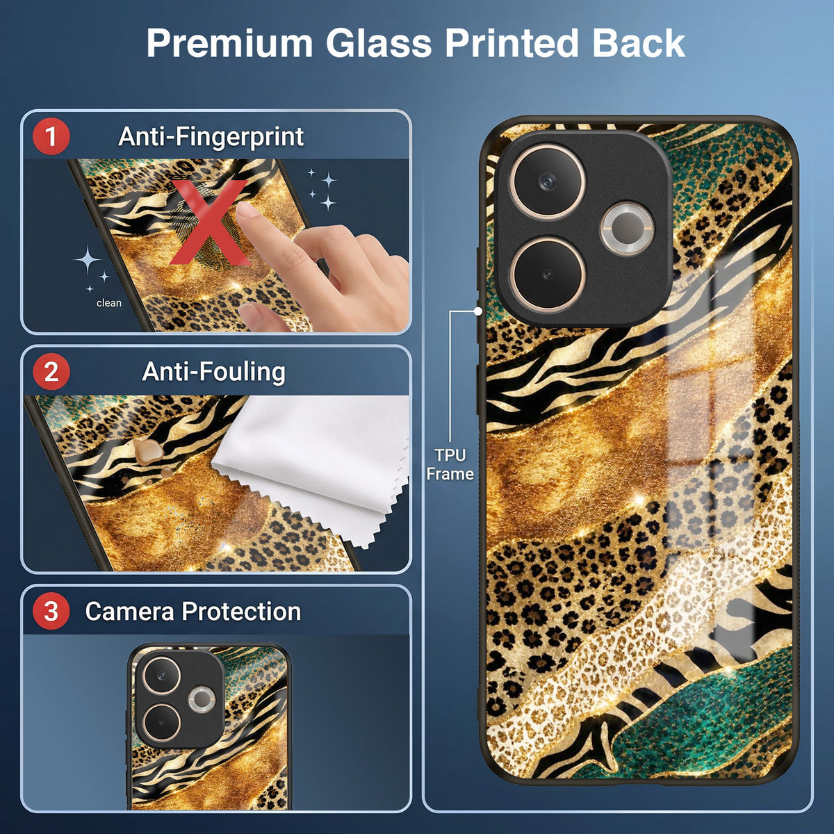Oppo A5 Pro 5G Golden Leopard Acrylic Glass Back Case