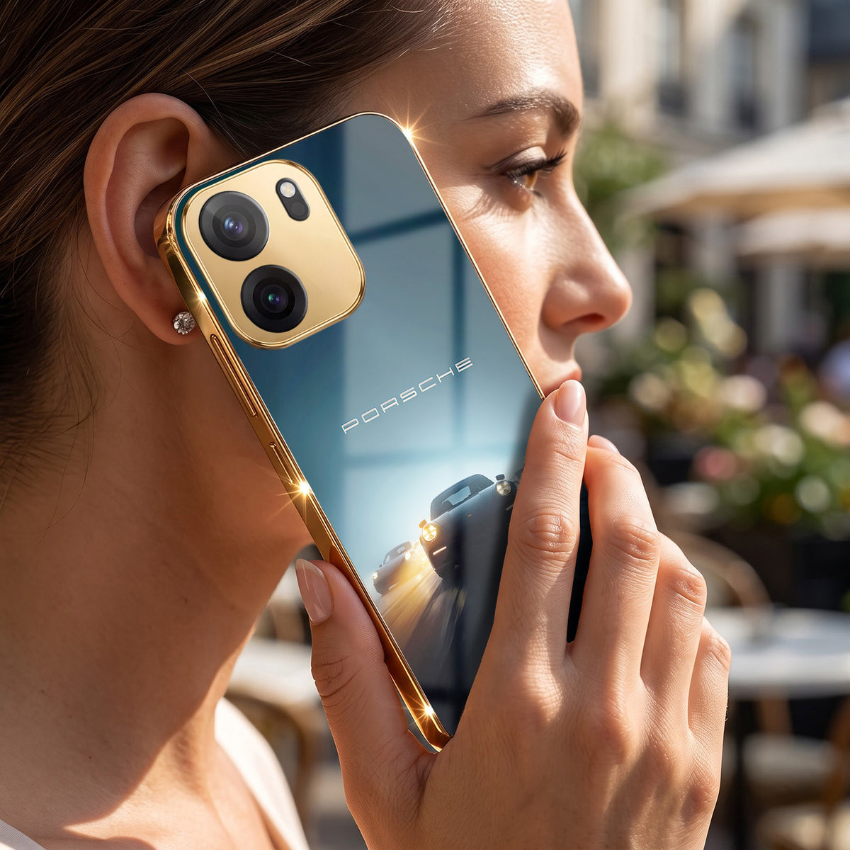 OnePlus Nord CE6 5G Porsche Luxury Gold Electroplated Glass Phone Back Case