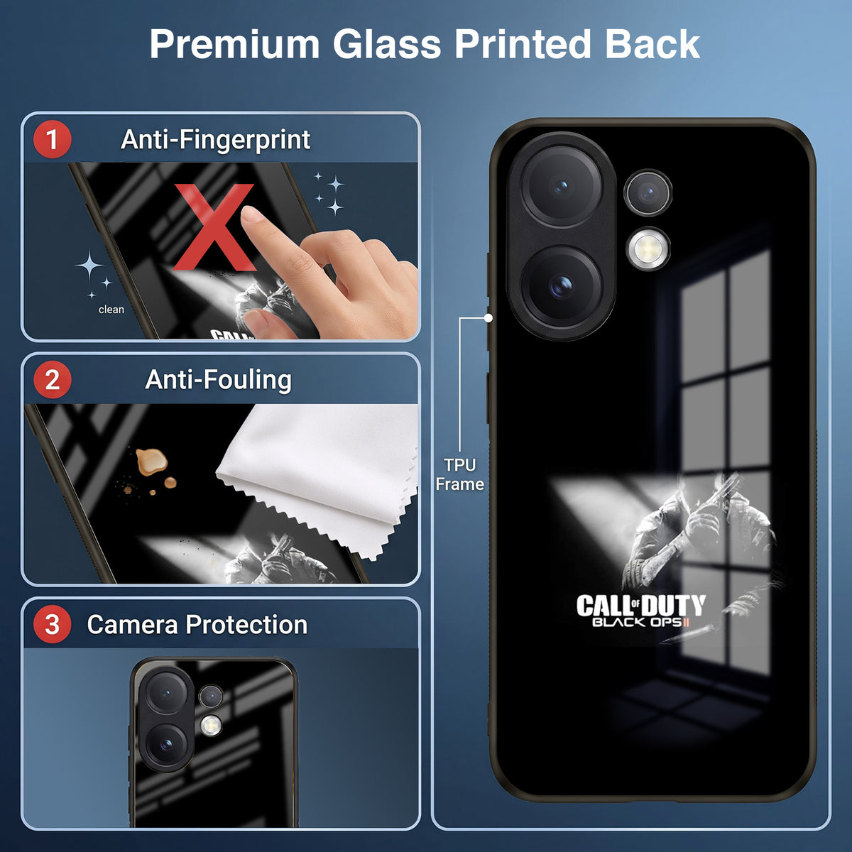 Vivo V60 5G Premium Acrylic Shockproof Glass Back Case (Gamer Edition)