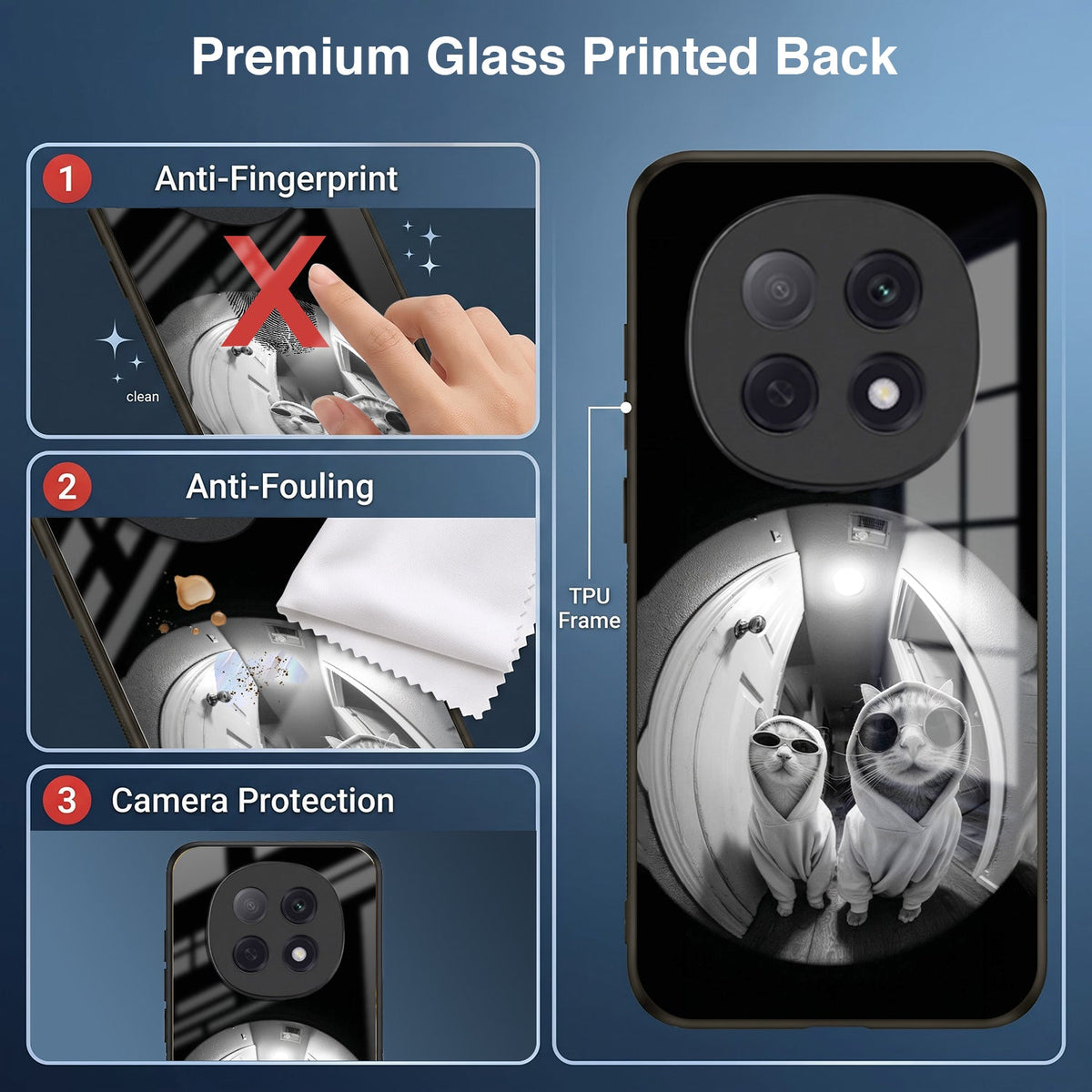 Oppo F29 Pro 5G Premium Acrylic Shockproof Glass Back Case (Purrfect Duo)