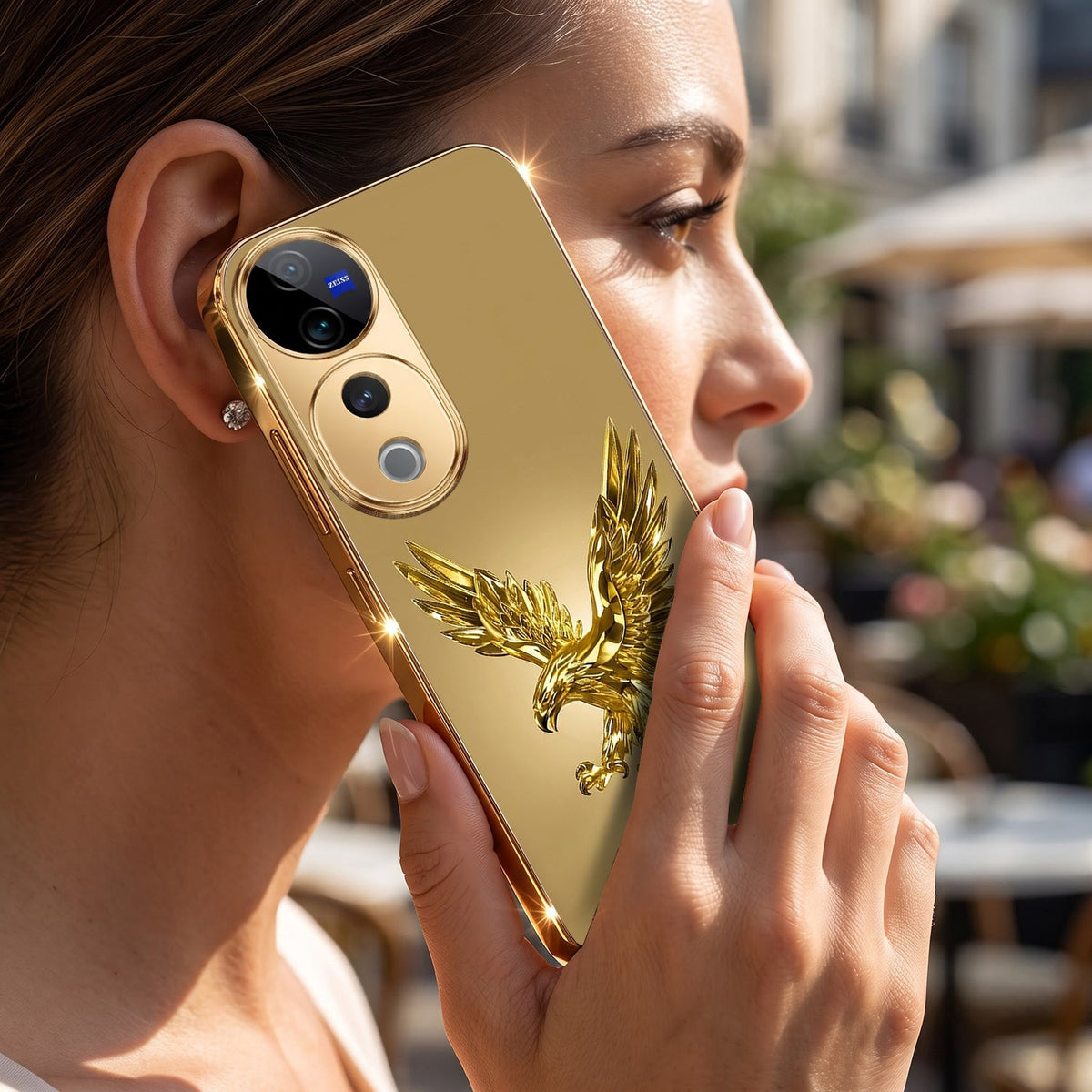 Vivo V40 Pro 5G Golden Eagle Gold Electroplated Glass Phone Back Case