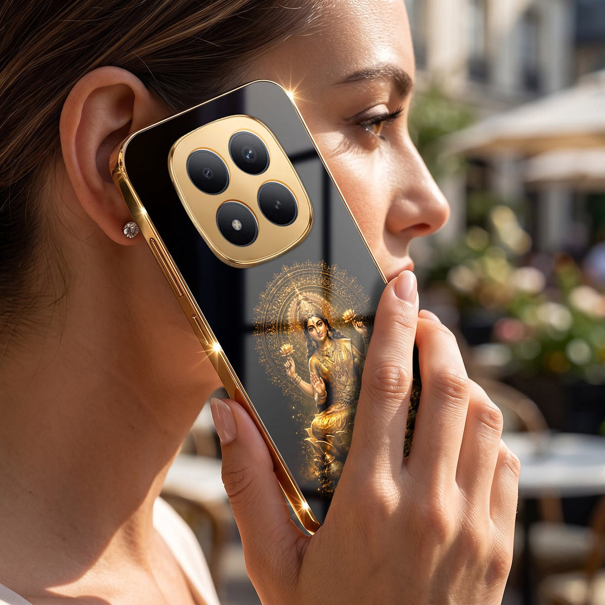 Redmi Note 15 Pro+ 5G Golden Maa Lakshmi Gold Electroplated Glass Phone Back Case