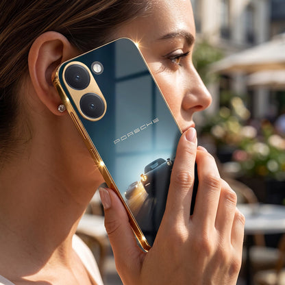 Poco X8 Pro 5G Porsche Luxury Gold Electroplated Glass Phone Back Case