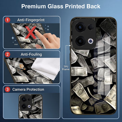 Oppo Reno 13 5G Premium Acrylic Shockproof Glass Back Case (Money Magnet)