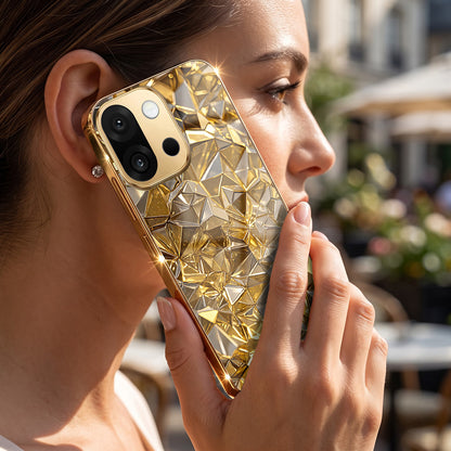 OnePlus 13s 5G Golden Diamond Shatter Gold Electroplated Glass Phone Back Case