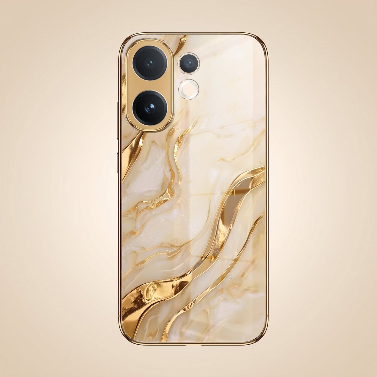 Vivo V60 5G Marvel Texture Gold Electroplated Glass Phone Back Case