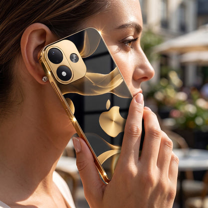 Redmi Note 17 5G Luxury Wave Gold Electroplated Glass Phone Back Case