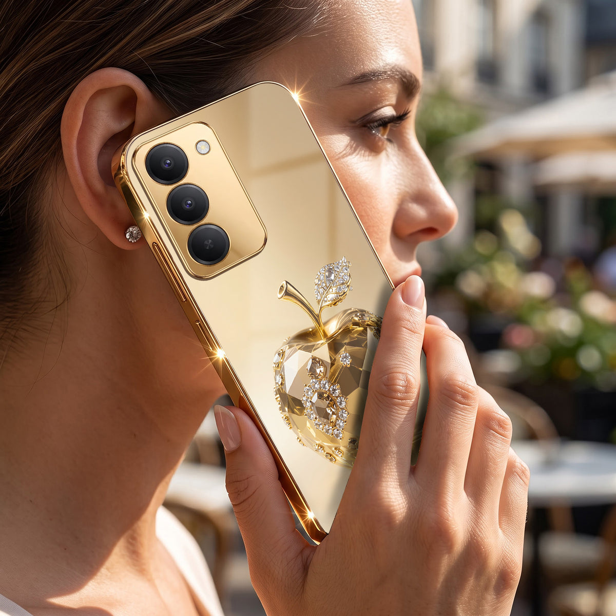Redmi 15 5G Golden Apple Gold Electroplated Glass Phone Back Case