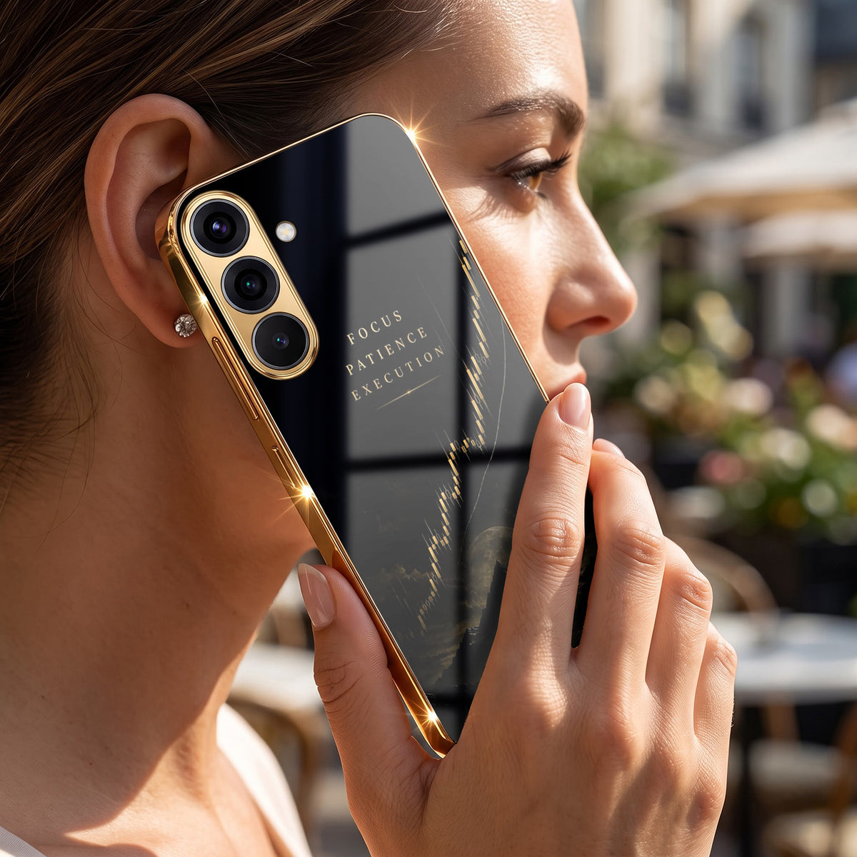 Samsung Galaxy A56 5G Trading Candles Gold Electroplated Glass Phone Back Case
