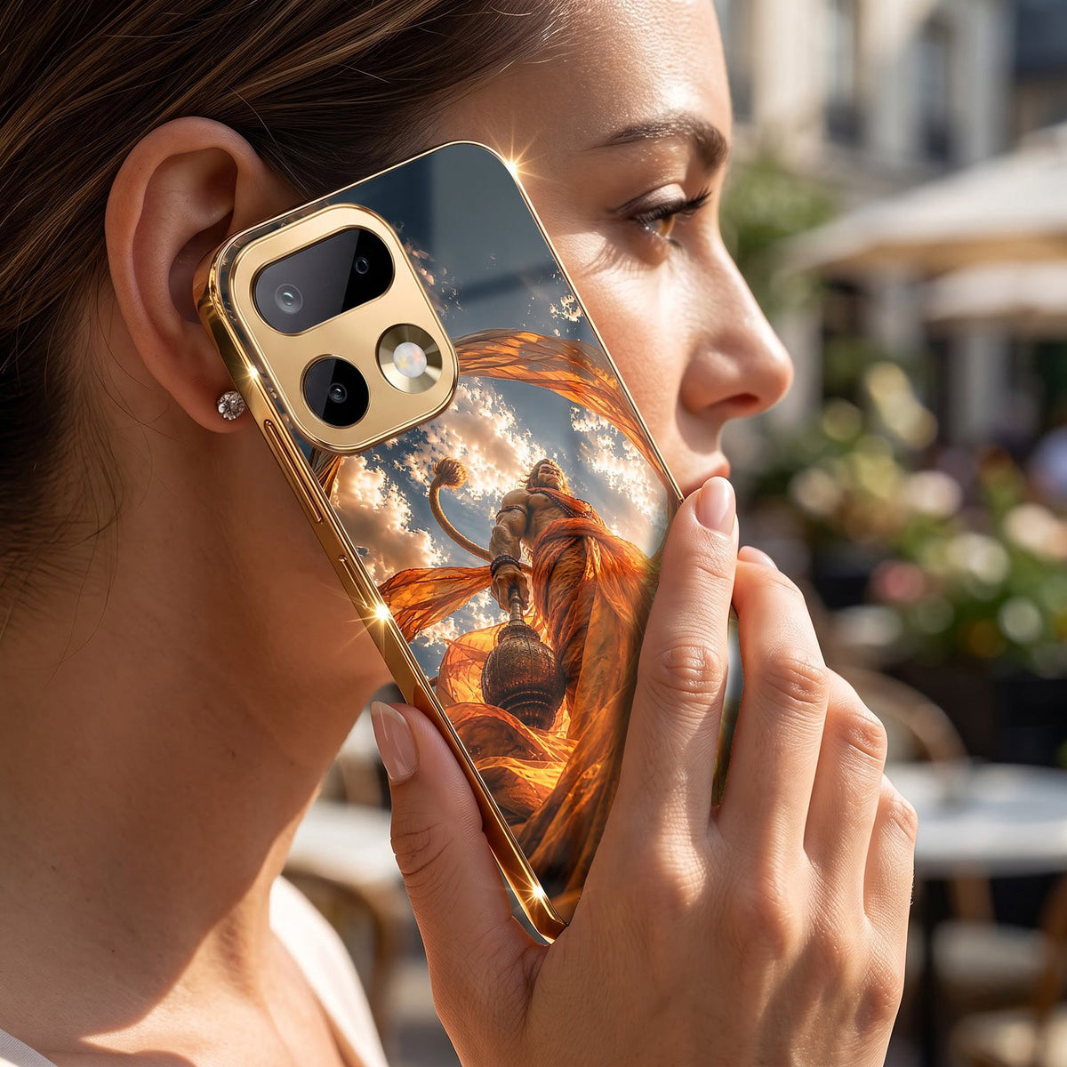 Realme 16 Pro+ 5G Divine Hanuman Gold Electroplated Glass Phone Back Case