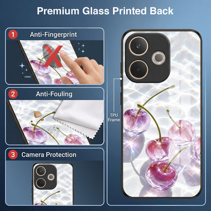 Oppo A5 Pro 5G Purple Transparent Cherry Acrylic Glass Back Case