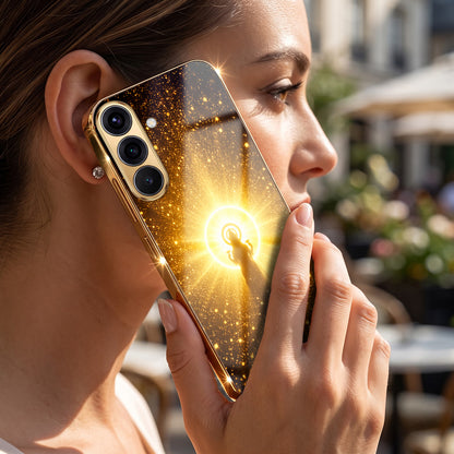 Samsung Galaxy A36 5G Lakshmi Sacred Gold Electroplated Glass Phone Back Case